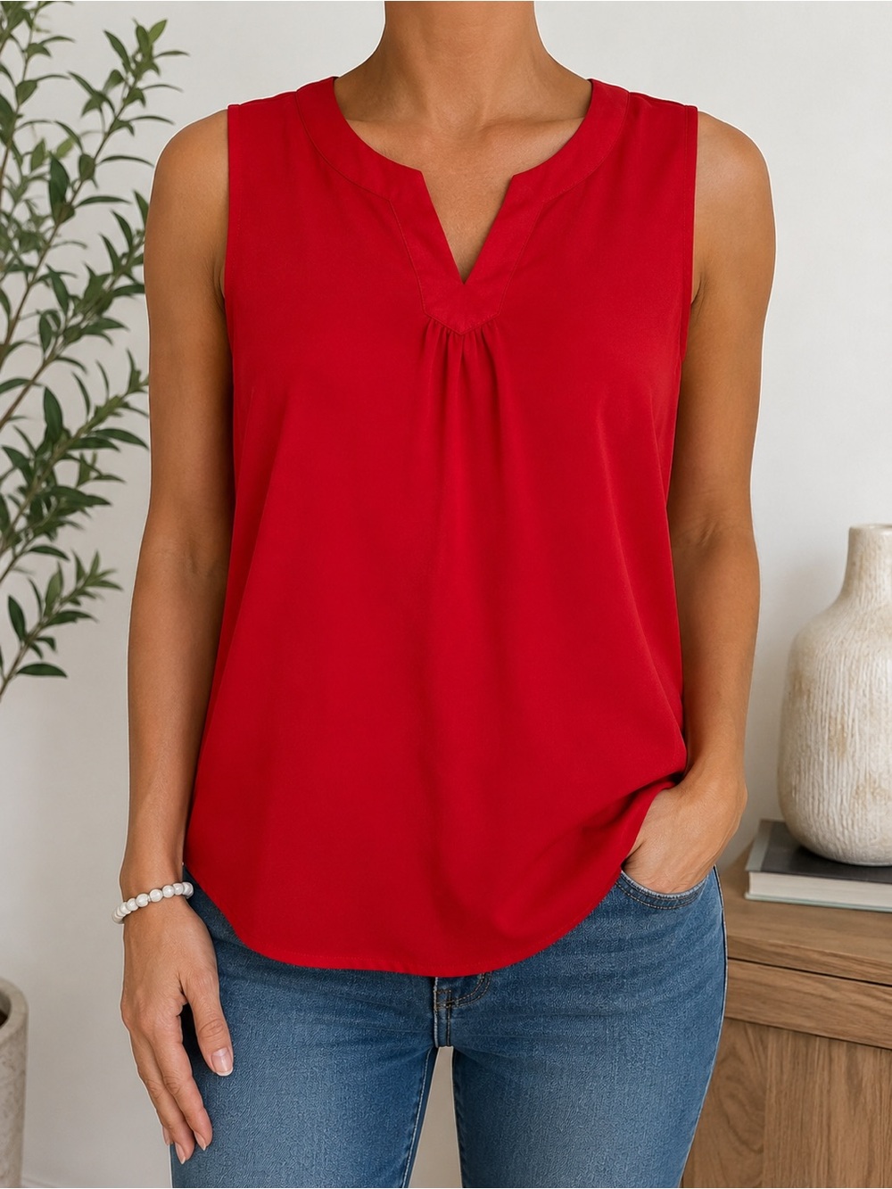 Red Sleeveless Camisole Top